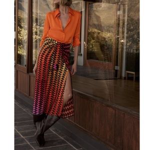 Zara Printed Knotted Skirt NWT